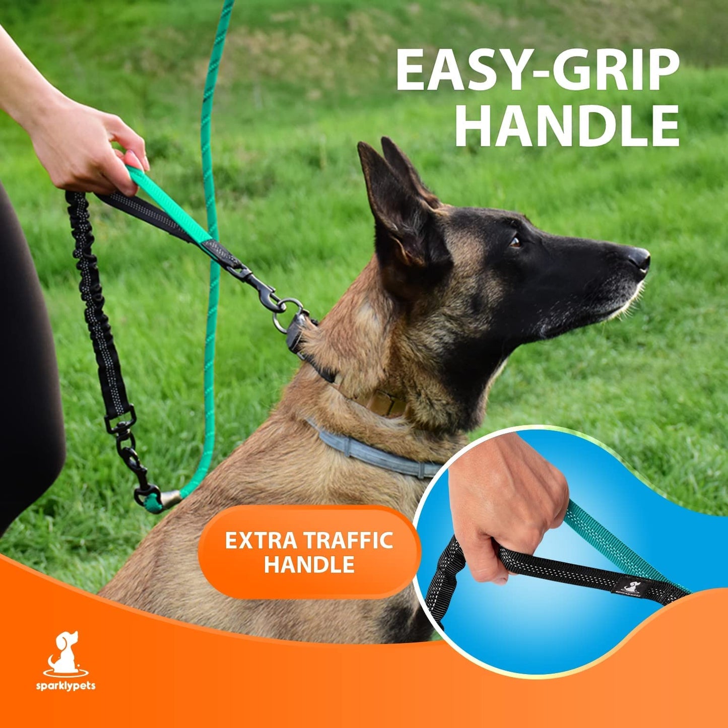 Durable Anti-Pull Bungee Leash for Large & Medium Dogs - 5.5 Ft Reflective No-Slip Design (Teal)
