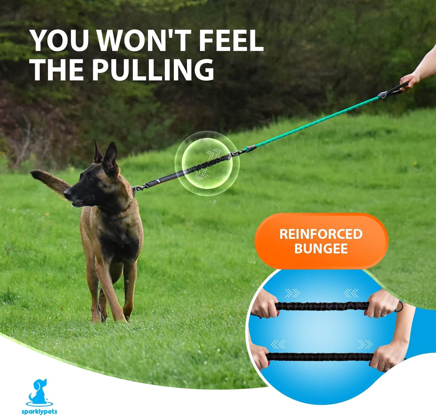 Durable Anti-Pull Bungee Leash for Large & Medium Dogs - 5.5 Ft Reflective No-Slip Design (Teal)